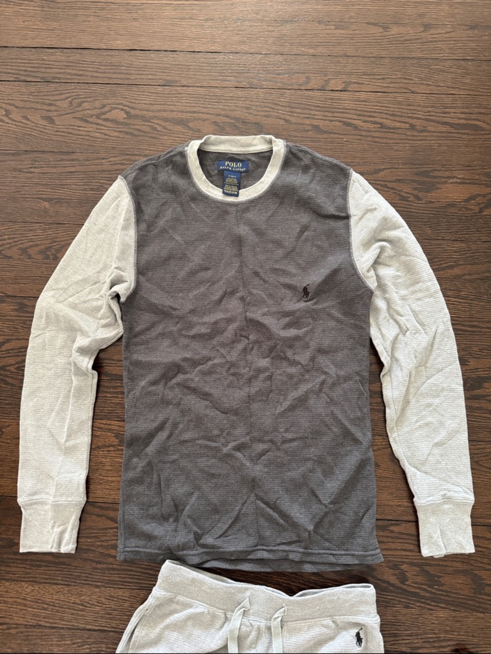 Polo by Ralph Lauren Two-Tone Long Sleeve Crew - Dark Gray & Light Gray